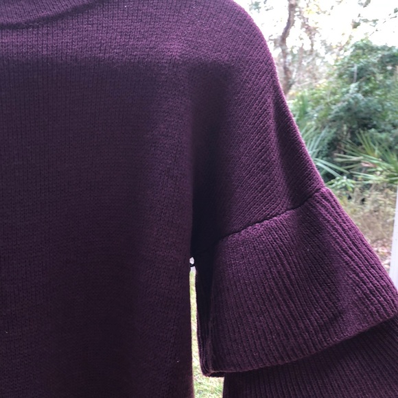 Maroon with purple hint sweater with bell sleeves - Picture 3 of 5